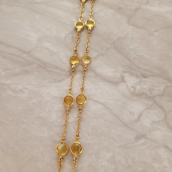 ✨ J. Crew Necklace Gold Yellow Clear Rhinestones Crystal Station Necklace ✨ - Picture 5 of 9